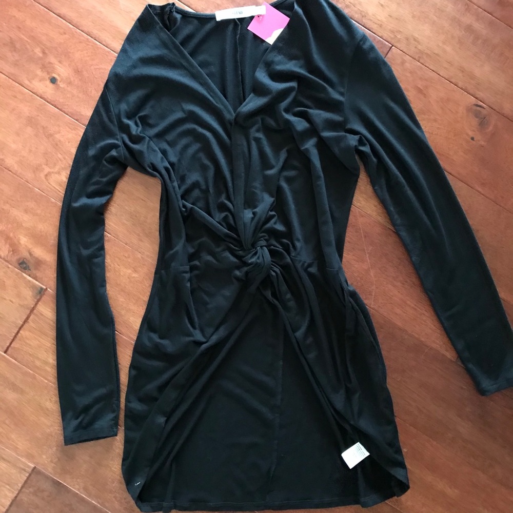 Black Front knotted high low blouse